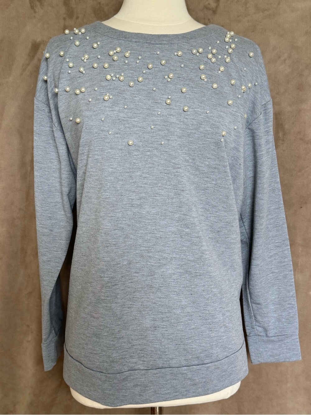 Lane Bryant Gray Pearl Accented Crewneck Sweatshirt Size 18-20